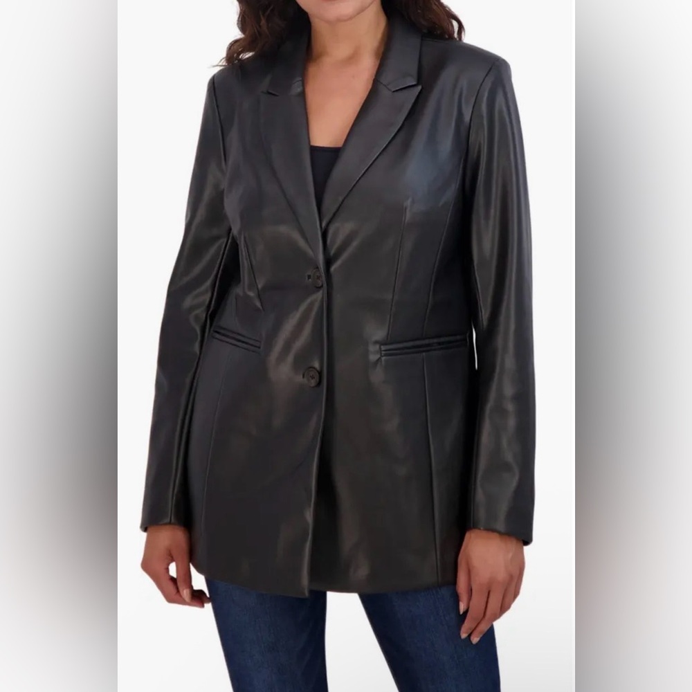 Sebby Faux Leather Blazer